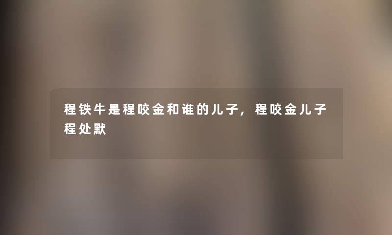 程铁牛是程咬金和谁的儿子,程咬金儿子程处默