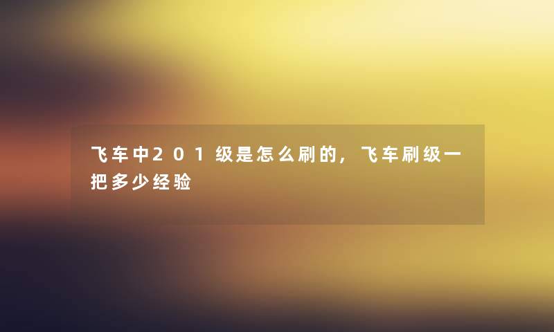 飞车中201级是怎么刷的,飞车刷级一把多少经验