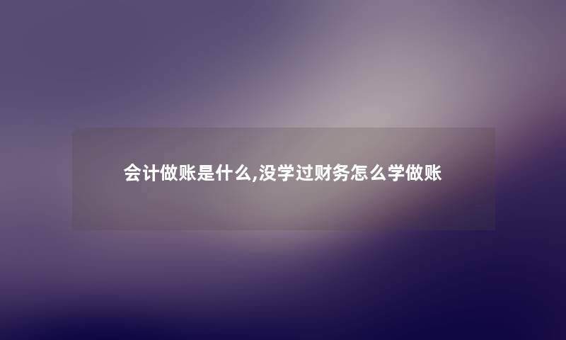 会计做账是什么,没学过怎么学做账