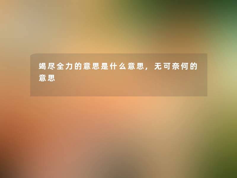 竭尽全力的意思是什么意思,无可奈何的意思