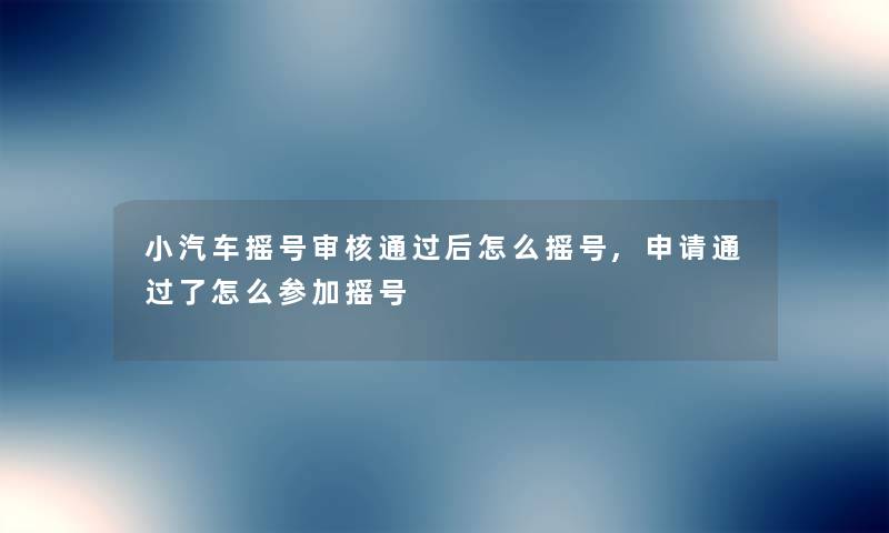 小汽车摇号审核后怎么摇号,申请了怎么参加摇号