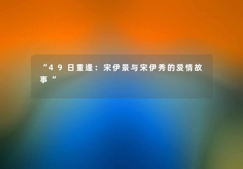 “49日重逢：宋伊景与宋伊秀的爱情故事“