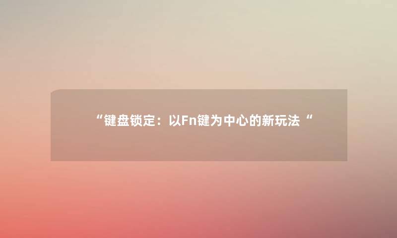 “键盘锁定：以Fn键为中心的新玩法“