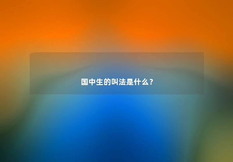 国中生的叫法是什么？