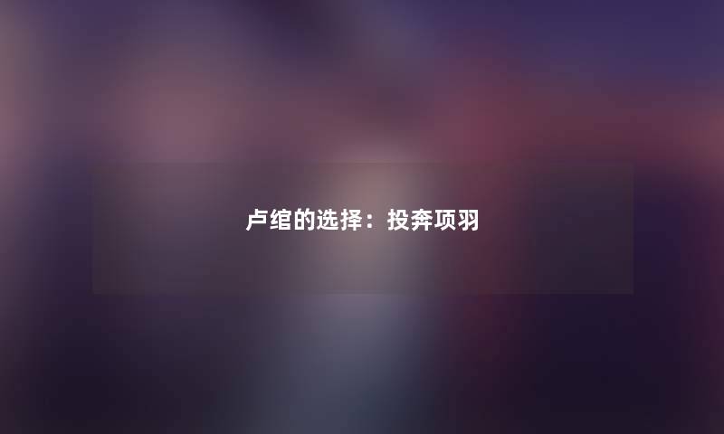 卢绾的选择：投奔项羽