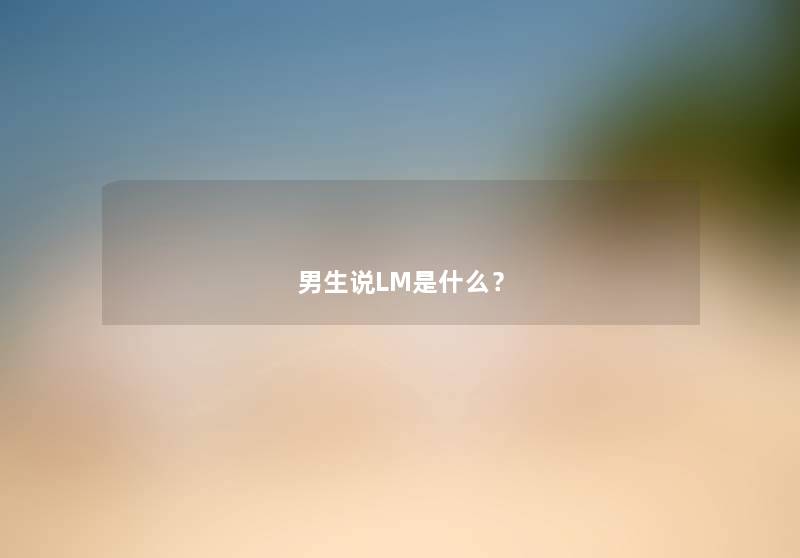 男生说LM是什么？