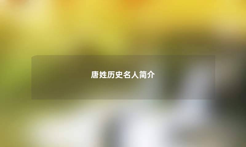 唐姓历史名人简介