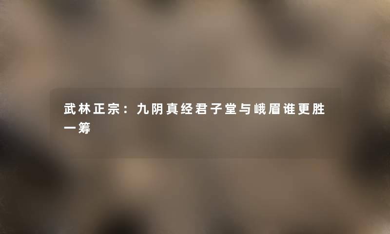 武林正宗：九阴真经君子堂与峨眉谁更胜一筹