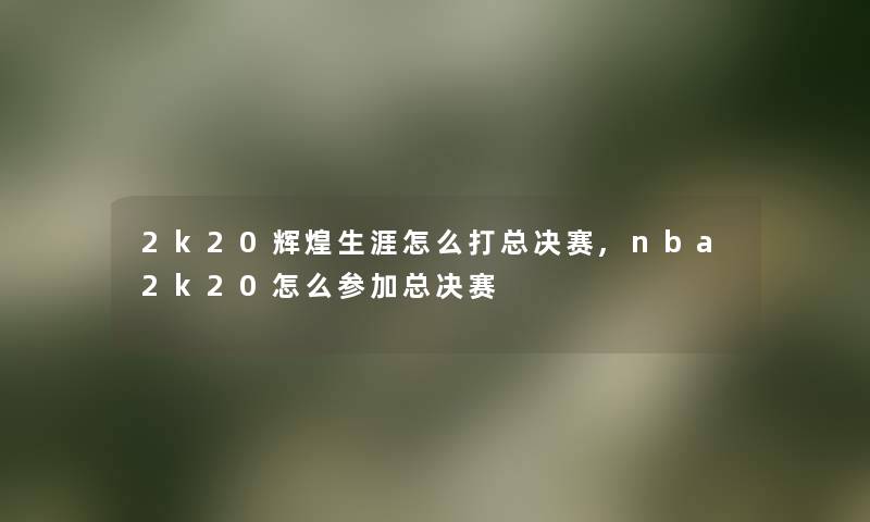 2k20辉煌生涯怎么打总决赛,nba2k20怎么参加总决赛