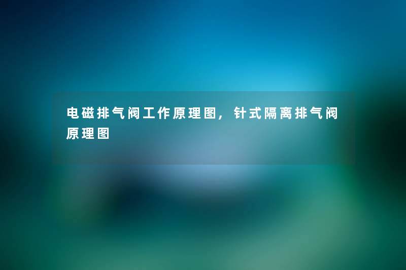 电磁排气阀工作原理图,针式隔离排气阀原理图