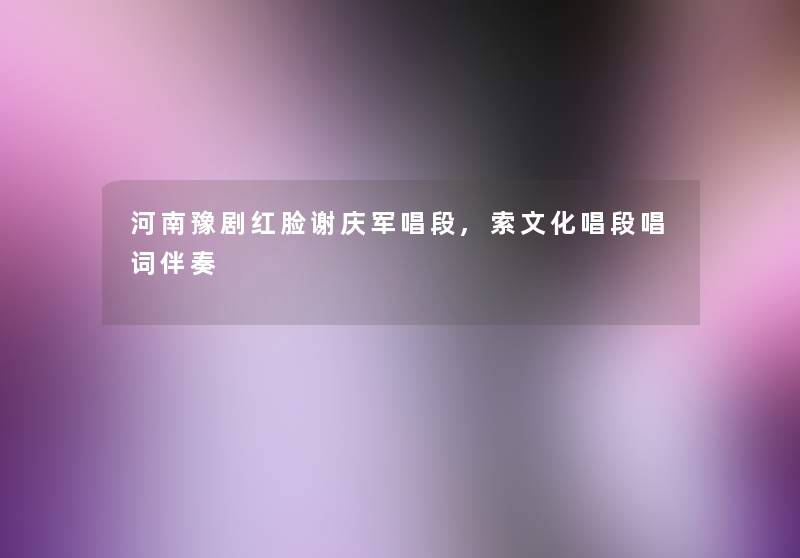 河南豫剧红脸谢庆军唱段,索文化唱段唱词伴奏