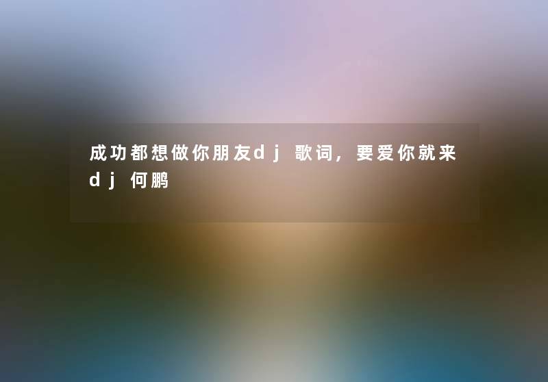 成功都想做你朋友dj歌词,要爱你就来dj何鹏