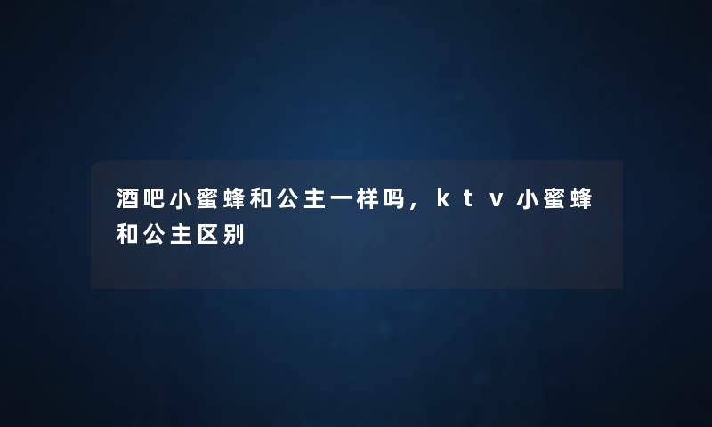 酒吧小蜜蜂和公主一样吗,ktv小蜜蜂和公主区别