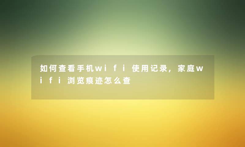 如何查看手机wifi使用记录,家庭wifi浏览痕迹怎么查