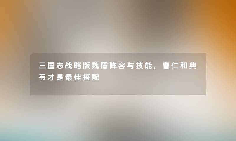 三国志战略版魏盾阵容与技能,曹仁和典韦才是理想搭配