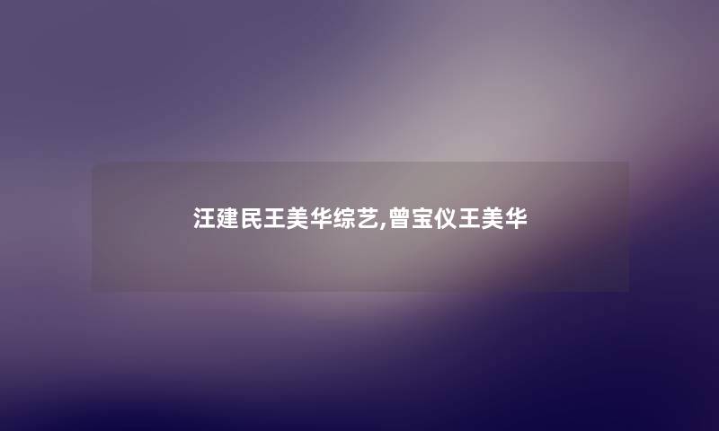 汪建民王美华综艺,曾宝仪王美华