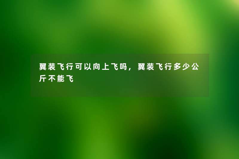 翼装飞行可以向上飞吗,翼装飞行多少公斤不能飞