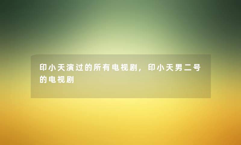 印小天演过的所有电视剧,印小天男二号的电视剧