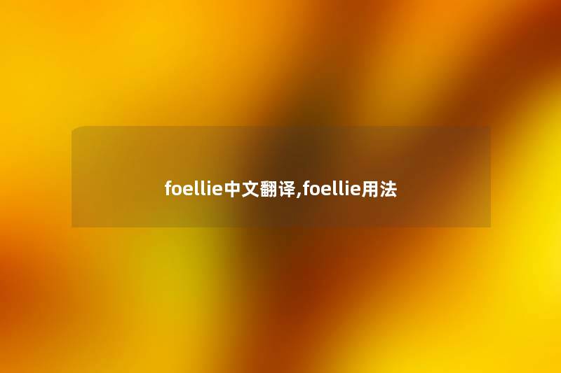 foellie中文翻译,foellie用法