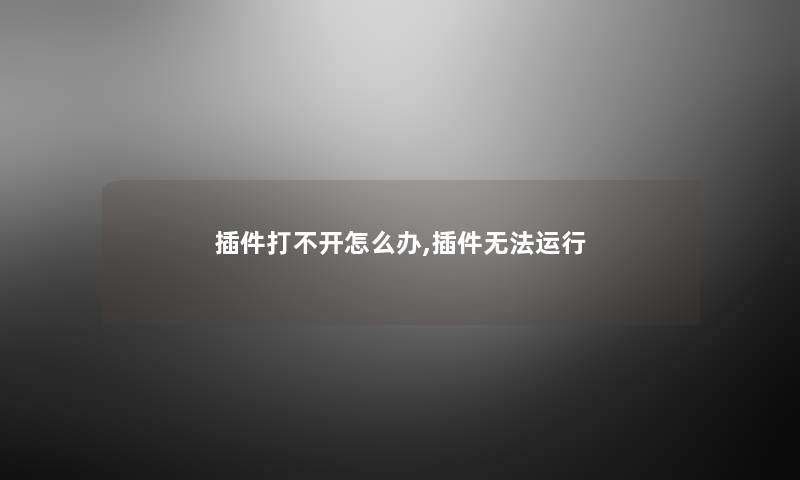 插件打不开怎么办,插件无法运行