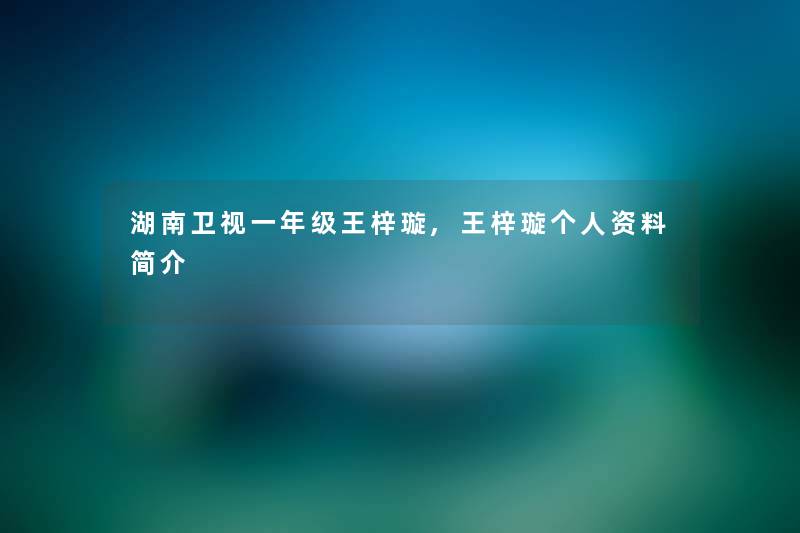 湖南卫视一年级王梓璇,王梓璇个人资料简介