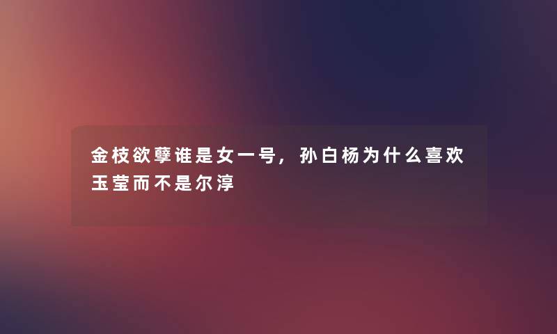 金枝欲孽谁是女一号,孙白杨为什么喜欢玉莹而不是尔淳