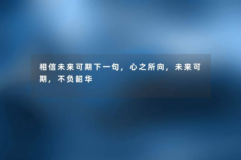 相信未来可期下一句,心之所向,未来可期,不负韶华