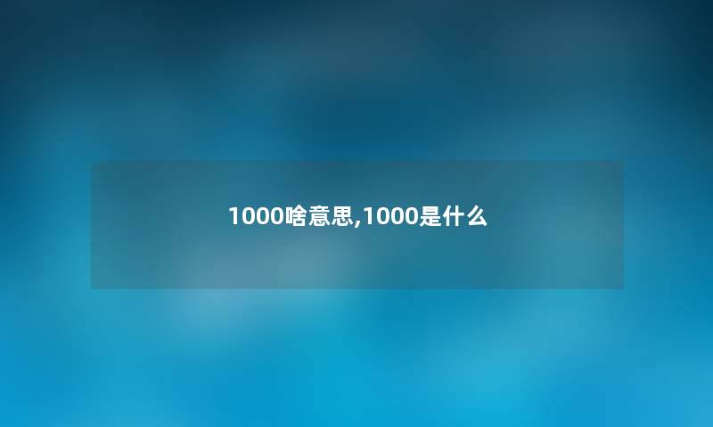 1000啥意思,1000是什么