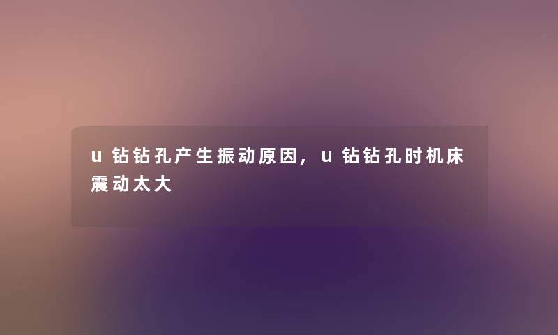 u钻钻孔产生振动原因,u钻钻孔时机床震动太大