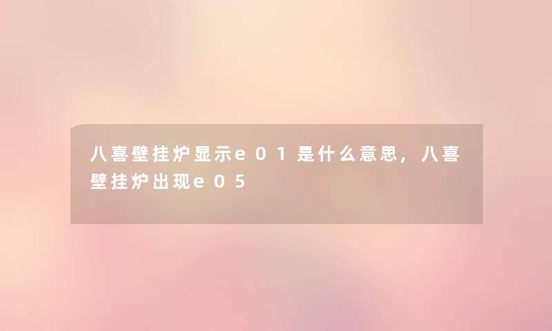 八喜壁挂炉显示e01是什么意思,八喜壁挂炉出现e05