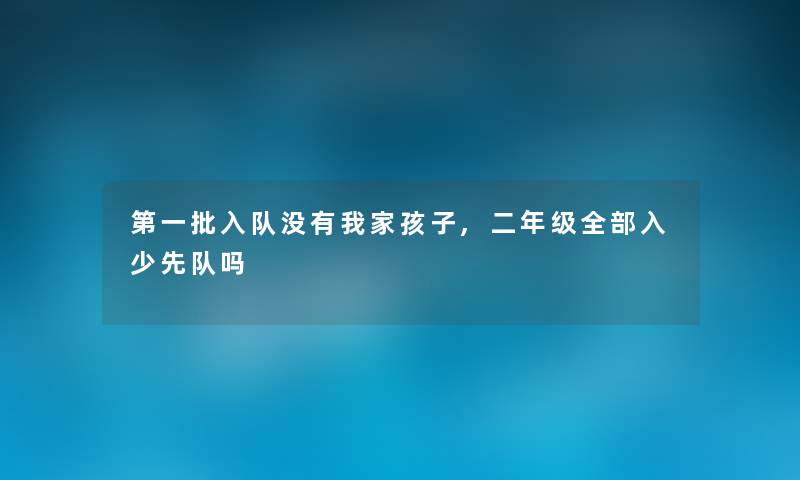 第一批入队没有我家孩子,二年级整理的入少先队吗