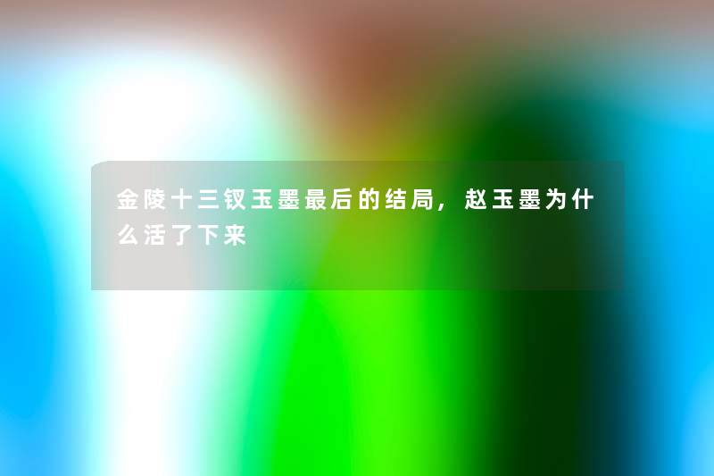 金陵十三钗玉墨后的结局,赵玉墨为什么活了下来