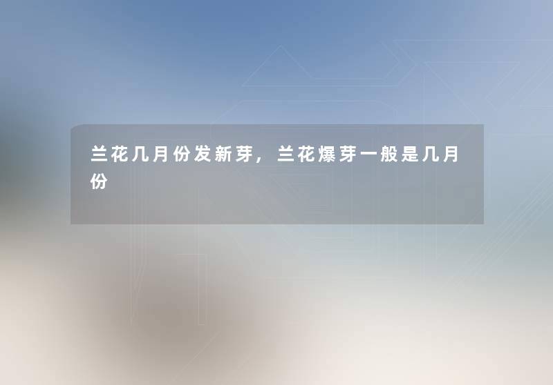 兰花几月份发新芽,兰花爆芽一般是几月份