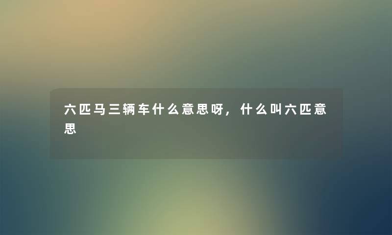 六匹马三辆车什么意思呀,什么叫六匹意思