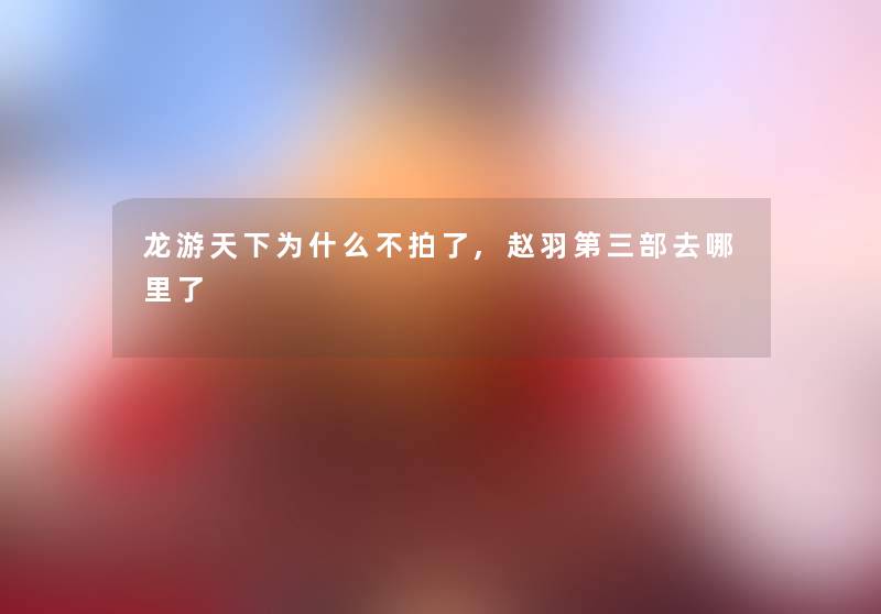 龙游天下为什么不拍了,赵羽第三部去哪里了