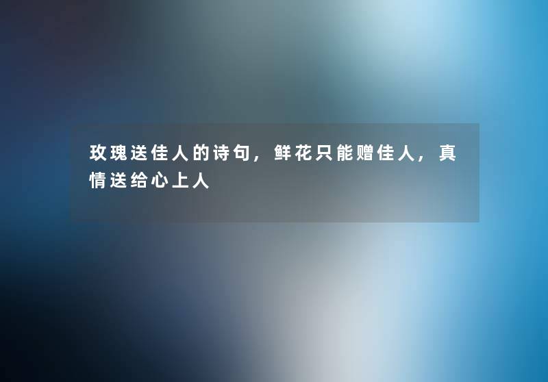 玫瑰送佳人的诗句,鲜花只能赠佳人,真情送给心上人