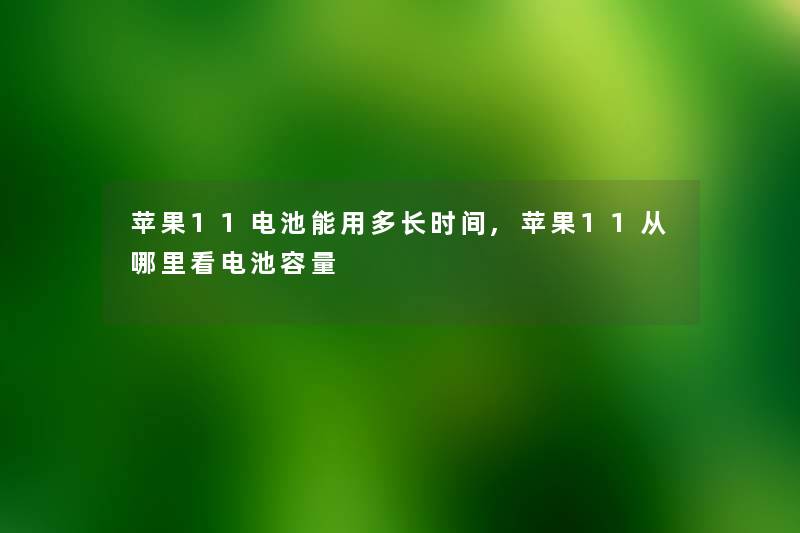 苹果11电池能用多长时间,苹果11从哪里看电池容量