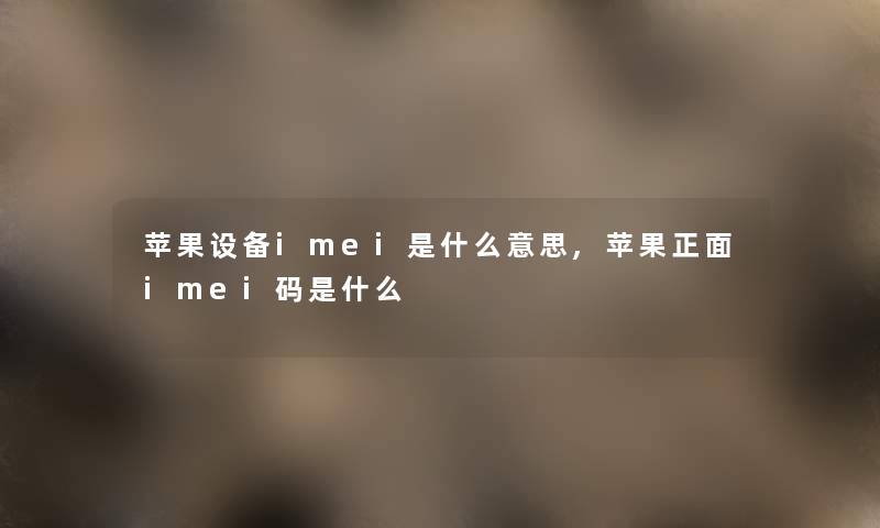 苹果设备imei是什么意思,苹果正面imei码是什么