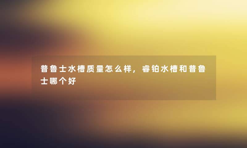 普鲁士水槽质量怎么样,睿铂水槽和普鲁士哪个好