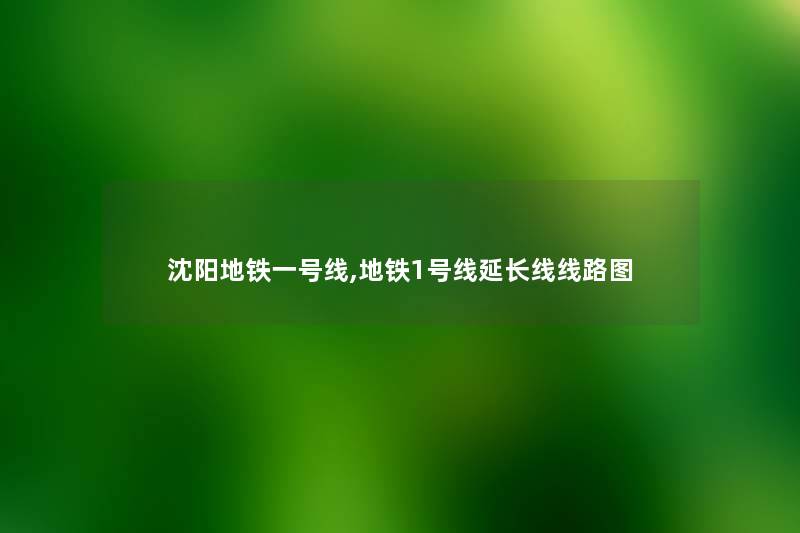 沈阳地铁一号线,地铁1号线延长线线路图