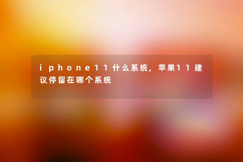 iphone11什么系统,苹果11建议停留在哪个系统