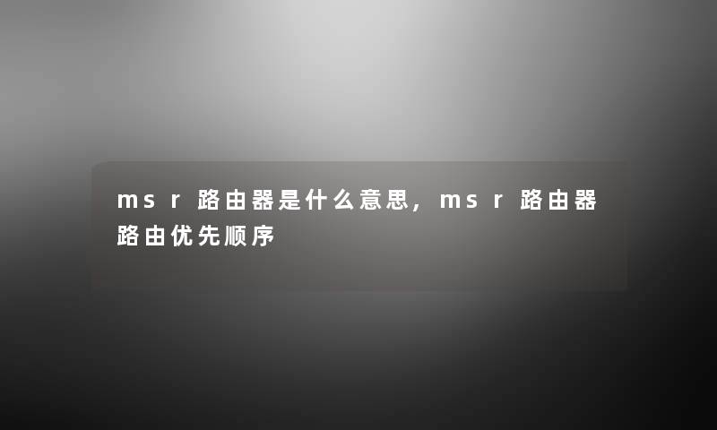 msr路由器是什么意思,msr路由器路由优先顺序