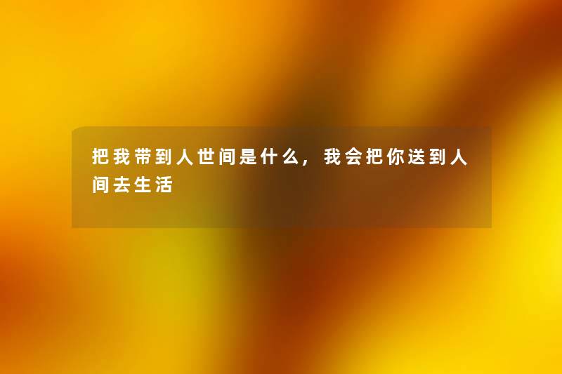 把我带到人世间是什么,我会把你送到人间去生活