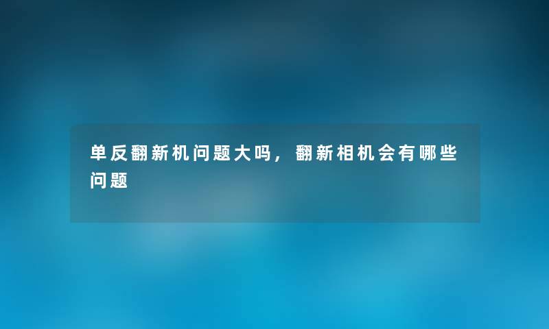 单反翻新机问题大吗,翻新相机会有哪些问题