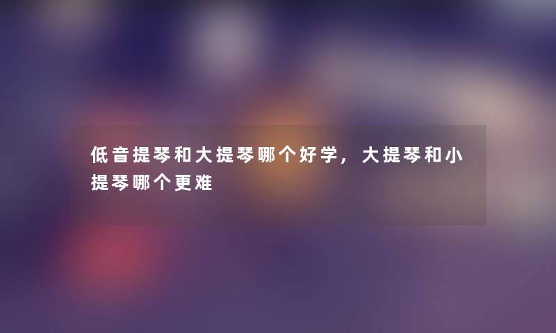 低音提琴和大提琴哪个好学,大提琴和小提琴哪个更难