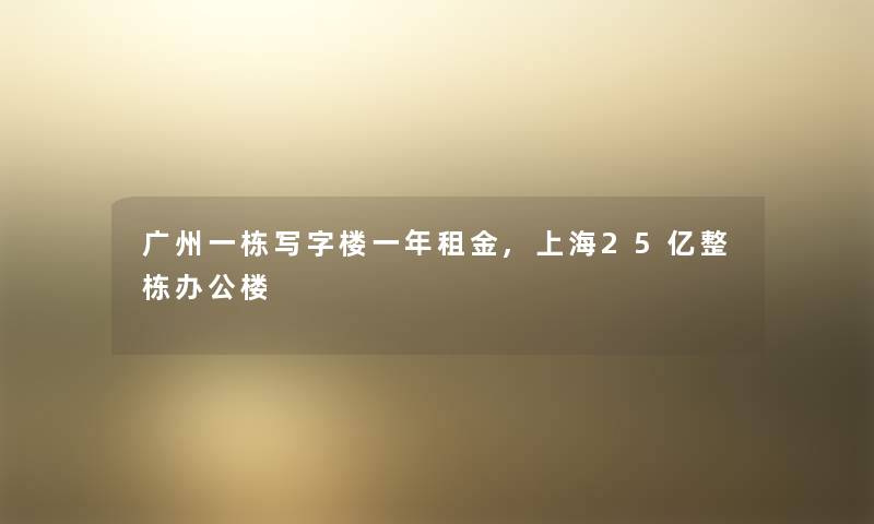 广州一栋写字楼一年租金,上海25亿整栋办公楼