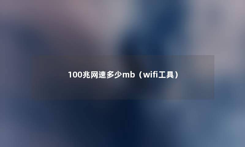 100兆网速多少mb（wifi工具）