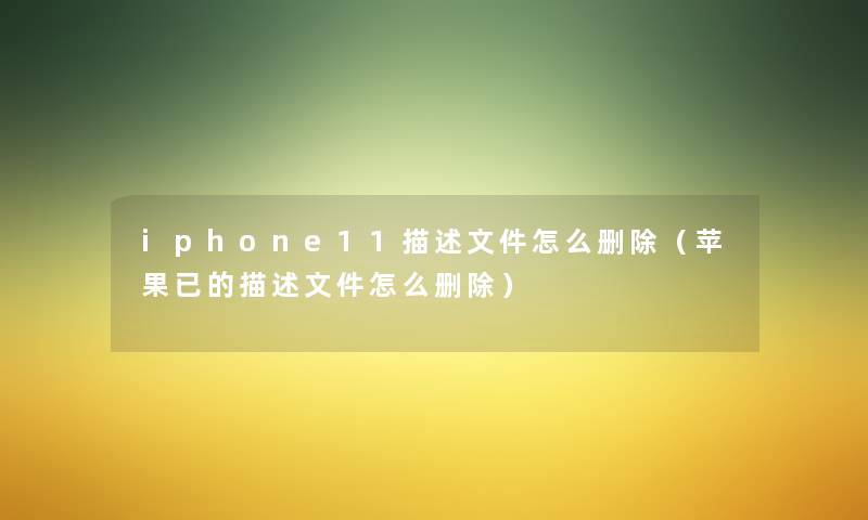 iphone11描述文件怎么删除（苹果已的描述文件怎么删除）