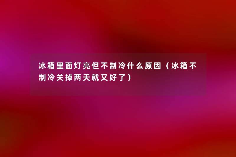 冰箱里面灯亮但不制冷什么原因（冰箱不制冷关掉两天就又好了）