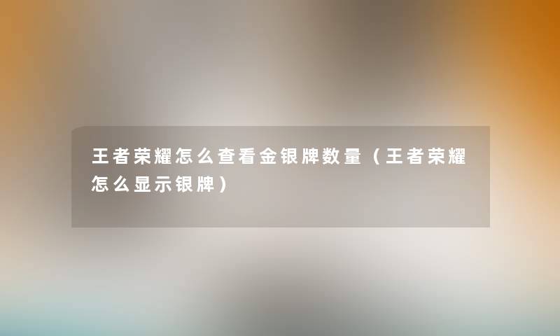 王者荣耀怎么查看金银牌数量（王者荣耀怎么显示银牌）